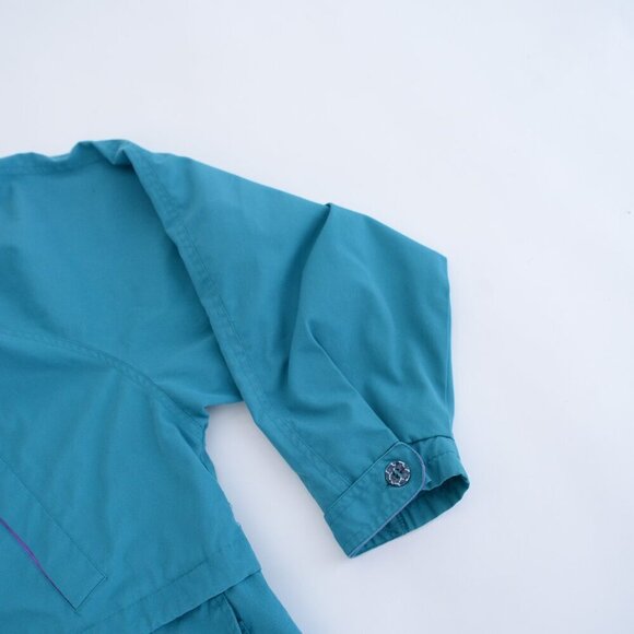 Vintage Milano Teal w Purple Trim Utility Zip Up Lined Spring 90's Jacket 18W - Picture 5 of 11